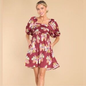 CROSBY by Mollie Burch Burgundy Floral Mini Dress